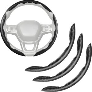 3 Pcs Carbon Fiber Car Steering Wheel Cover, Anti-Skid & Scratch-Proof,Segmented, Butterfly Thin Steering Wheel Cover Men/Women Universal Fit 14.5"-16" Wheel Covers for Cars/Truck/SUV