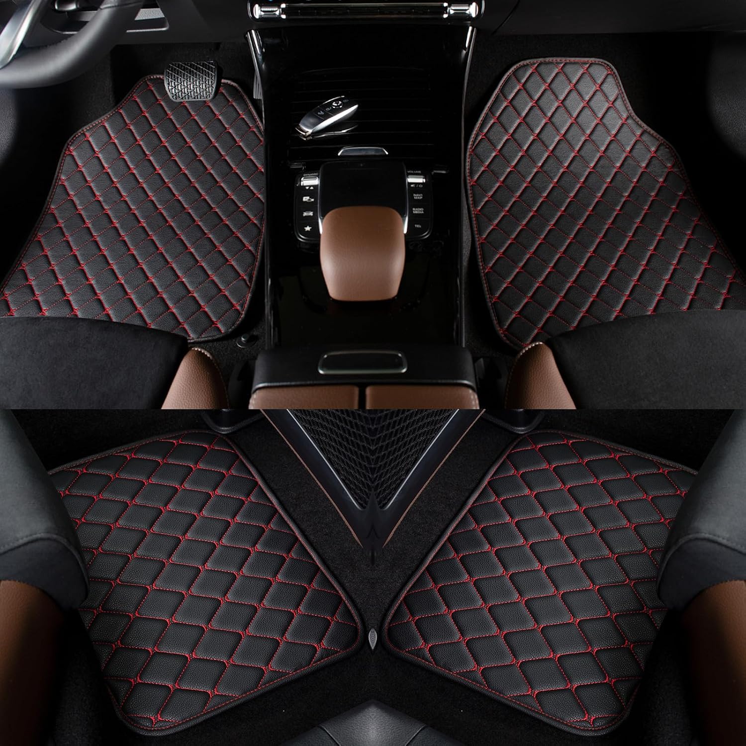 Luxury Leather Car Mats Universal Fit Car Floor Mats All Weather Car Mats Full Set for Car SUV Van & Truck - Image 2